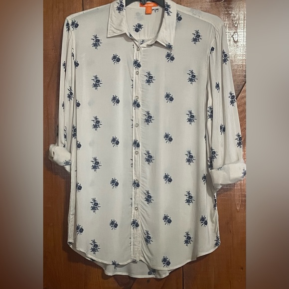 Joe Fresh Long Sleeve Button Down Floral Shirt Sz L - Picture 8 of 14